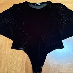 BCBG Brown Velour Bodysuit